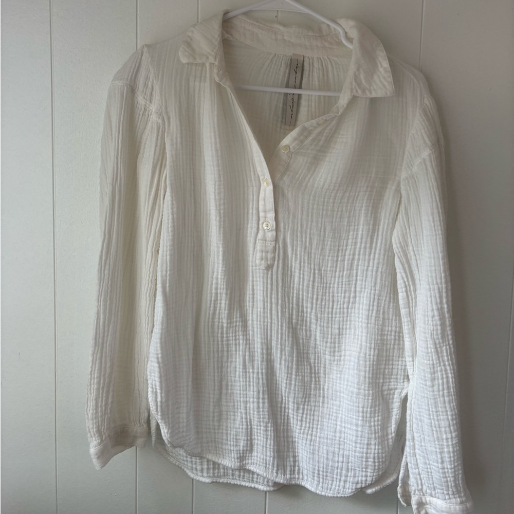 Raquel Allegra white gauze shirt small